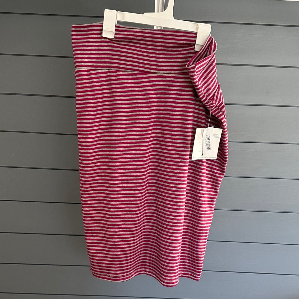 LuLaRoe Red and White Striped Pencil Skirt
